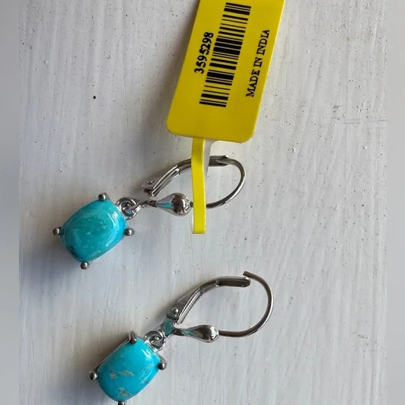 Genuine Silver and Turquoise Earrings - Picture 3 of 5